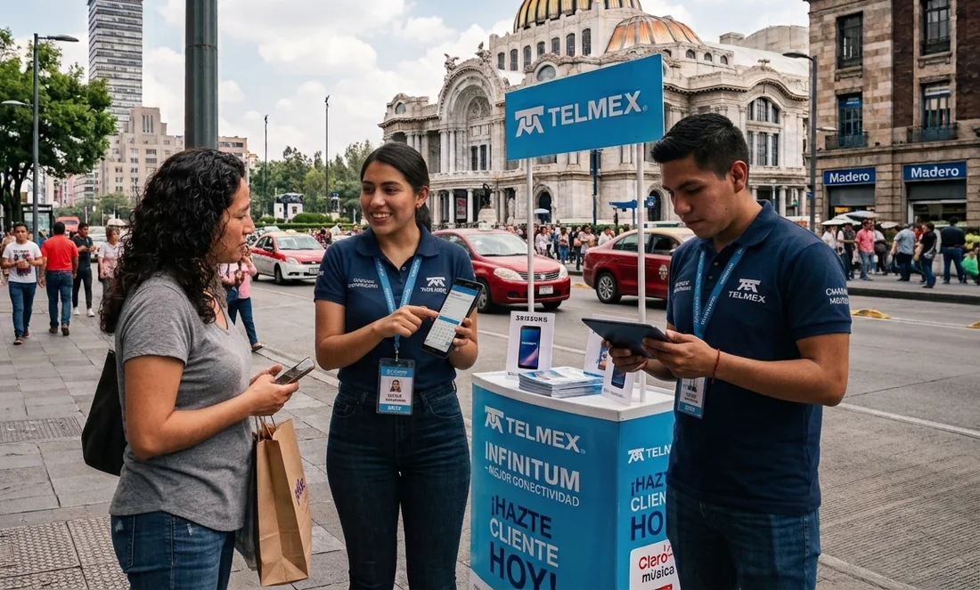 Promotores de Producto Infinitum gestionando una captación con dispositivos móviles